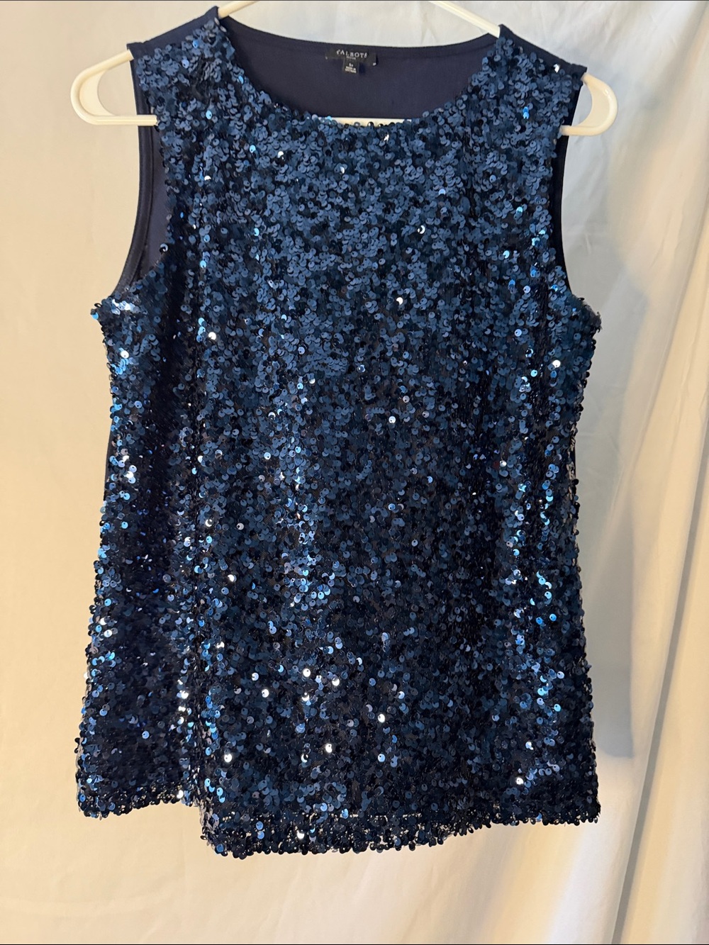 Talbots Sequin Camisole Women SP Navy Blue Like New Sleeveless Round Neck Top